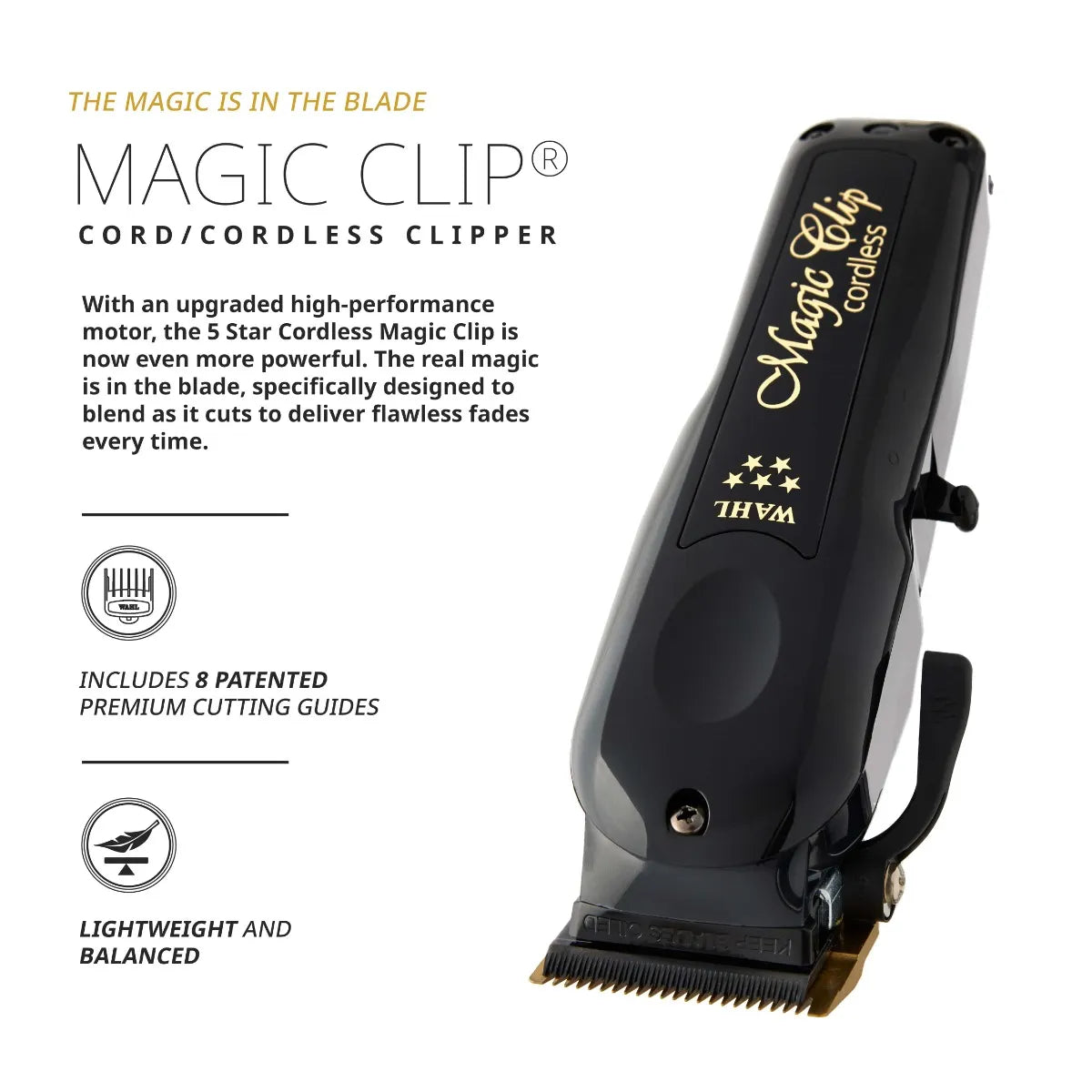 Wahl 5 Star Magic Cord/Cordless Clipper (Black)