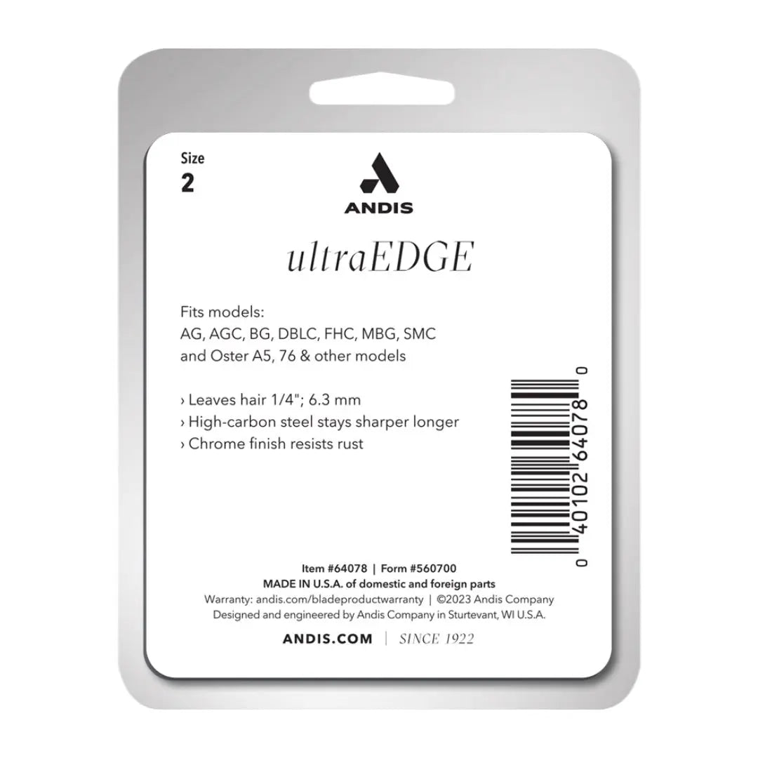 Andis 64078 UltraEdge Carbon-Infused Detachable Clipper Blade – Size 2, 1/4-Inch Cut Length