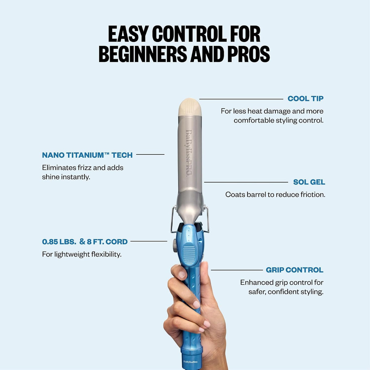 BaBylissPRO Nano Titanium 1 1/4" Spring Curling Iron