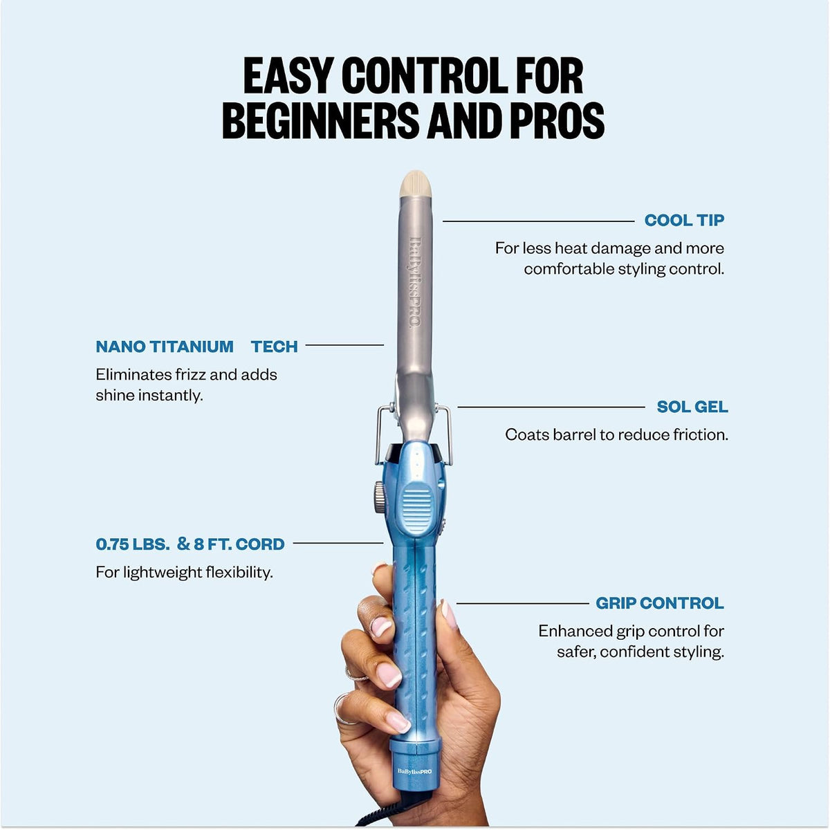 BaBylissPRO Nano Titanium 3/4" Spring Curling Iron