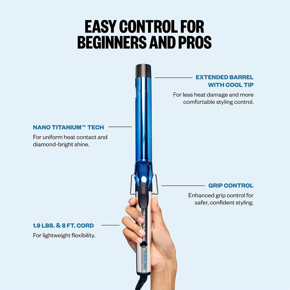 BaBylissPRO Nano Titanium 1 1/4" Extended Barrel Curling Iron