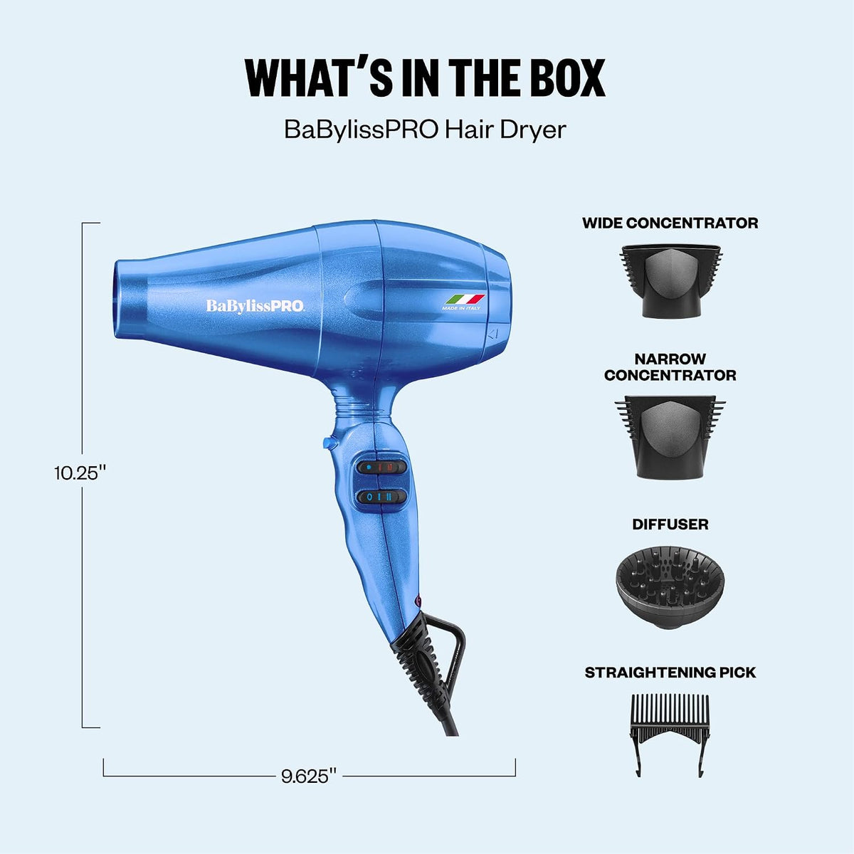 BaBylissPRO Nano Titanium Portofino Full-Size Dryer (Blue)