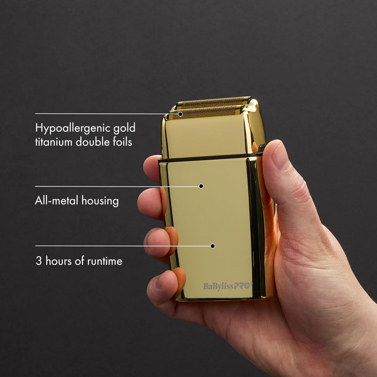 BaBylissPRO FOILFX02™ Cord/Cordless Metal Double-Foil Shaver (Gold)