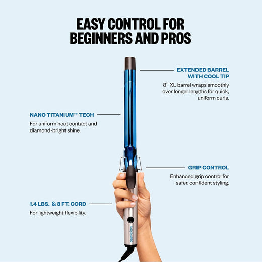 BaBylissPRO Nano Titanium 1" Extended Barrel Curling Iron