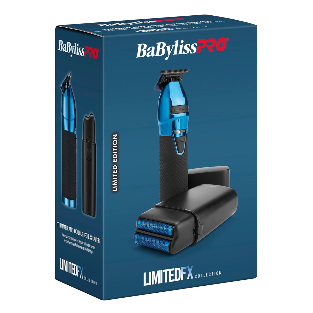 BaBylissPRO LimitedFX Black & Blue Trimmer & Double-Foil Shaver Set