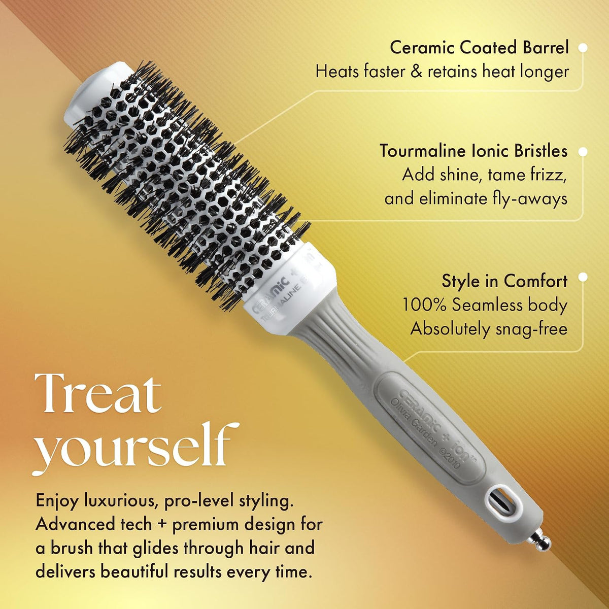 Olivia Garden Ceramic + Ion Thermal Collection Hair Brush (1 3/8")