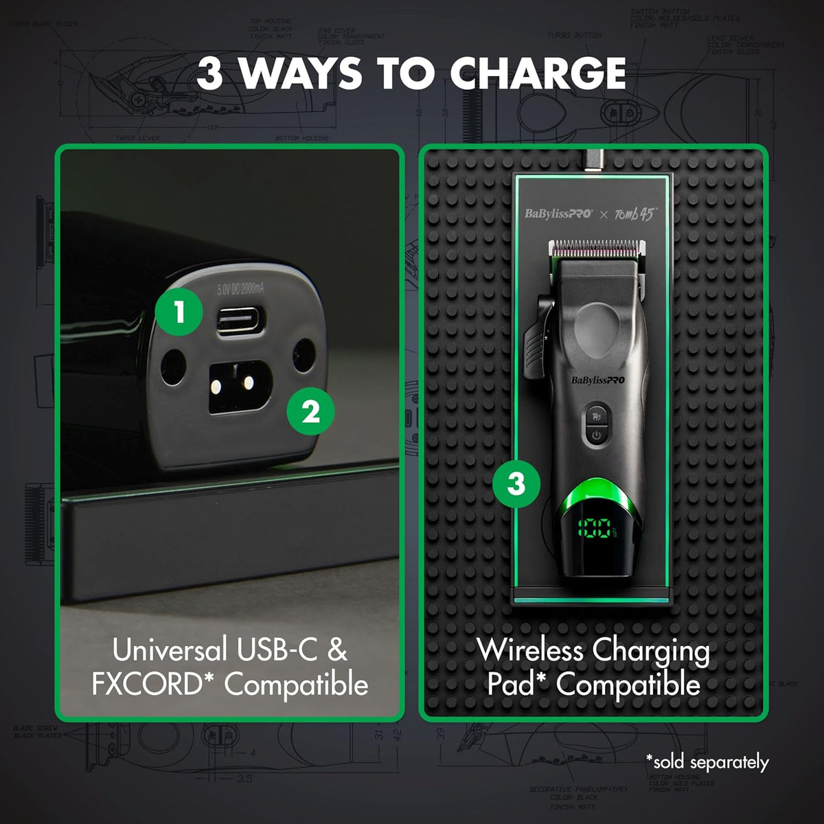 BaBylissPRO x Tomb45 Wireless Charging Clipper
