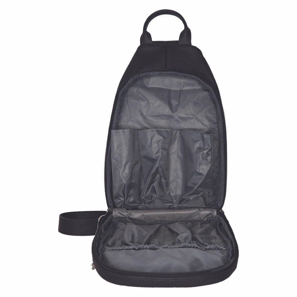 Vincent Black Leather Shoulder Bag (#VT10313)