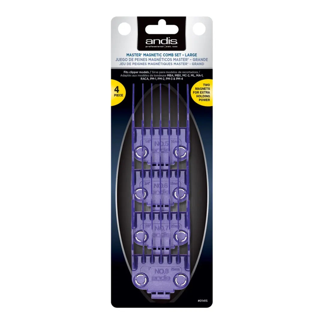 Andis 01415 Master Dual Magnet Large Comb Set - 4 Sizes, Purple