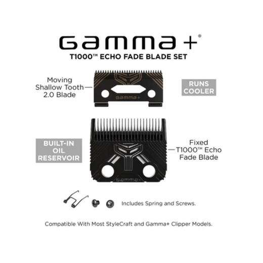 GAMMA+ ECHO MIM T1000 FADE BLADE SET W/SHALLOW 2.0 CUTTER (#GP540B)