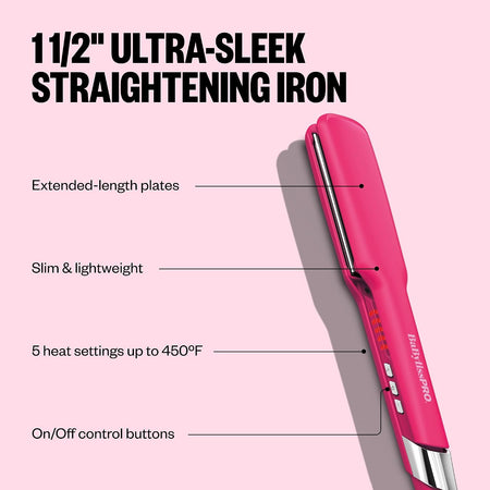 BaBylissPRO Ultra-Sleek 1.5" Straightening Iron (Hot Pink)