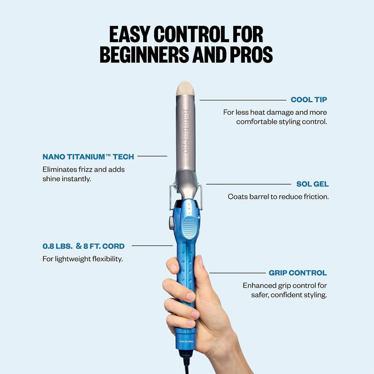 BaBylissPRO Nano Titanium 1" Spring Curling Iron