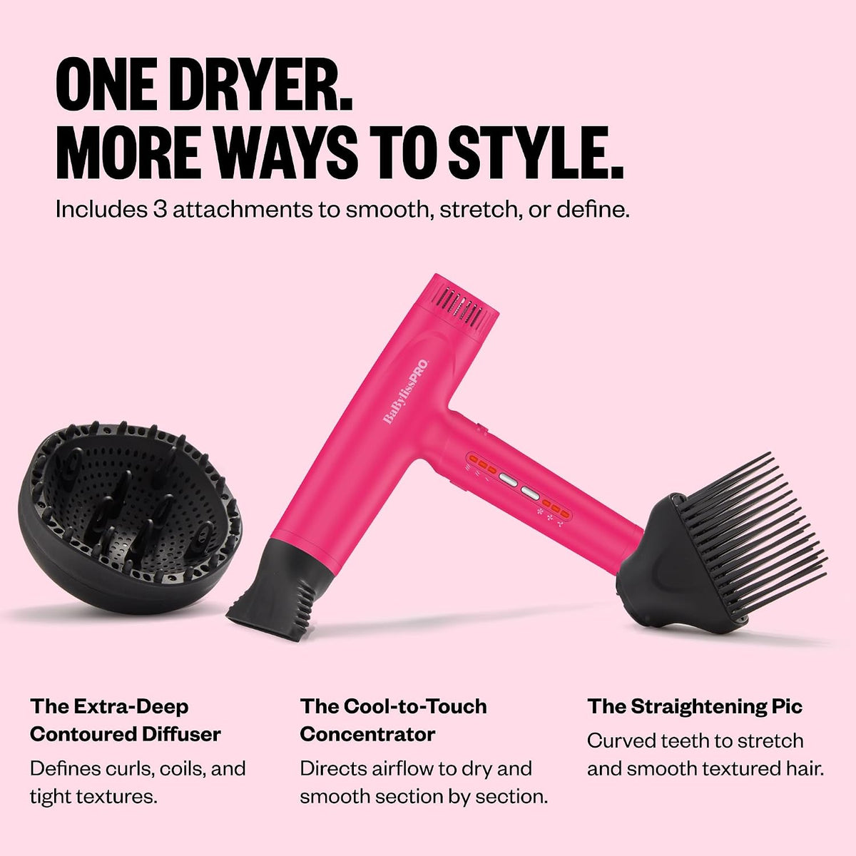 BaBylissPRO Nano Light High-Speed Ionic Dryer (Hot Pink)