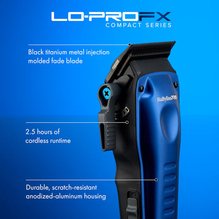 BaBylissPRO LO-PROFX Compact Series Clipper & Trimmer (Blue)