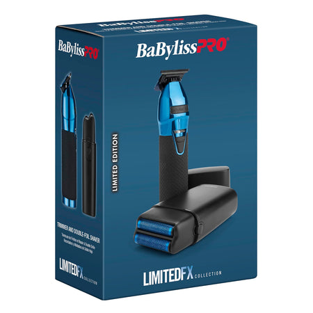BaBylissPRO LimitedFX Black & Blue Trimmer & Double-Foil Shaver Set