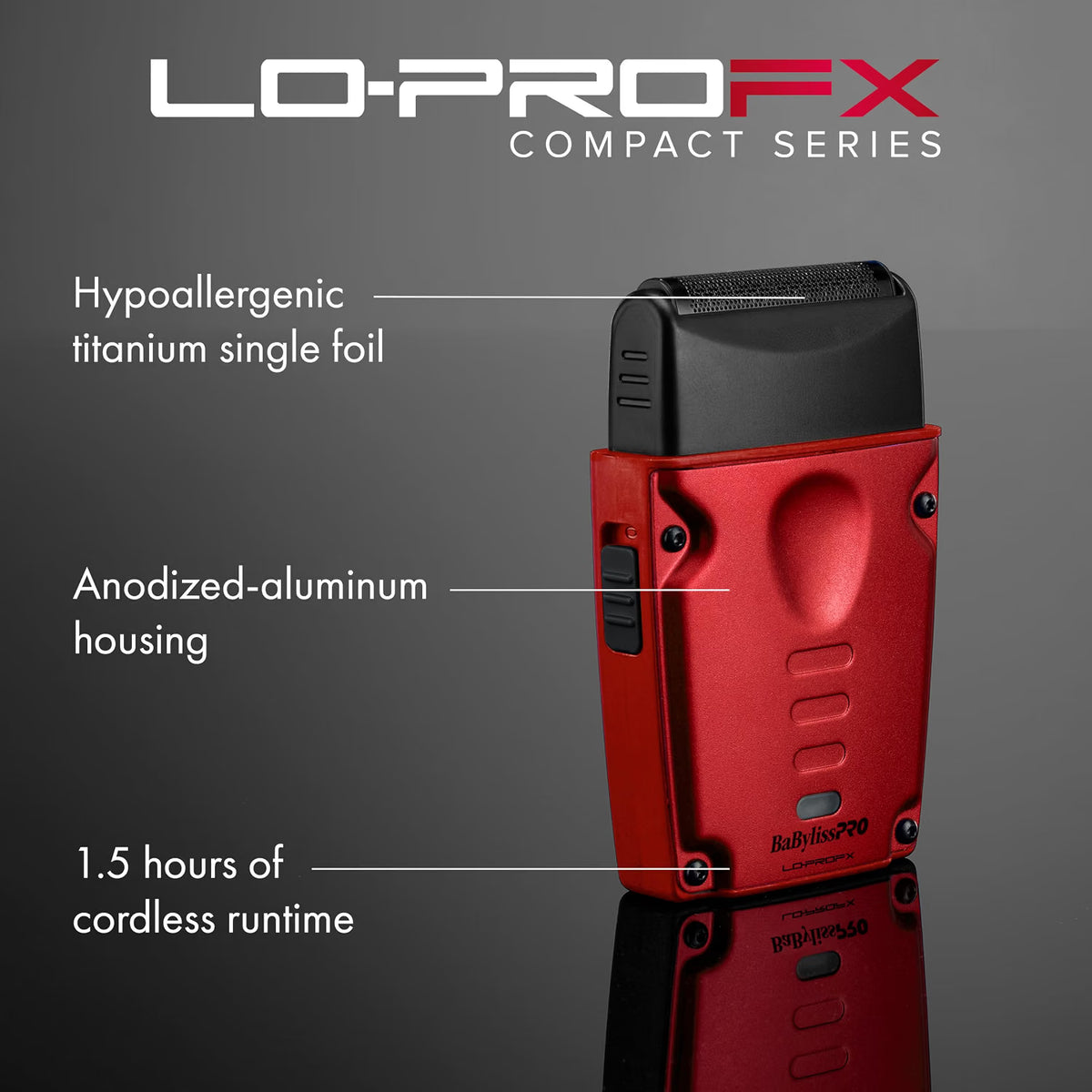 BaBylissPRO® Limited Edition LO-PROFX Compact Single-Foil Shaver (Red)
