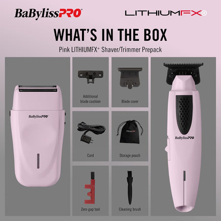 BaBylissPRO LithiumFX+ Trimmer & Double-Foil Shaver (Pink)