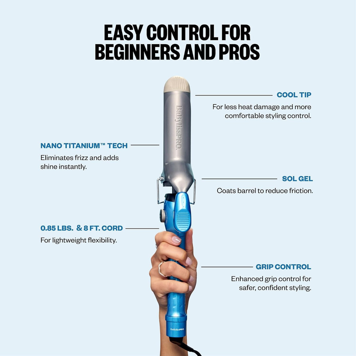 BaBylissPRO Nano Titanium 1 1/2" Spring Curling Iron
