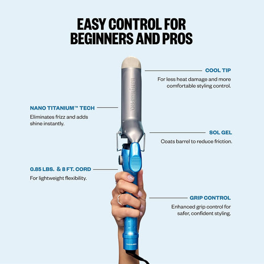 BaBylissPRO Nano Titanium 1 1/2" Spring Curling Iron