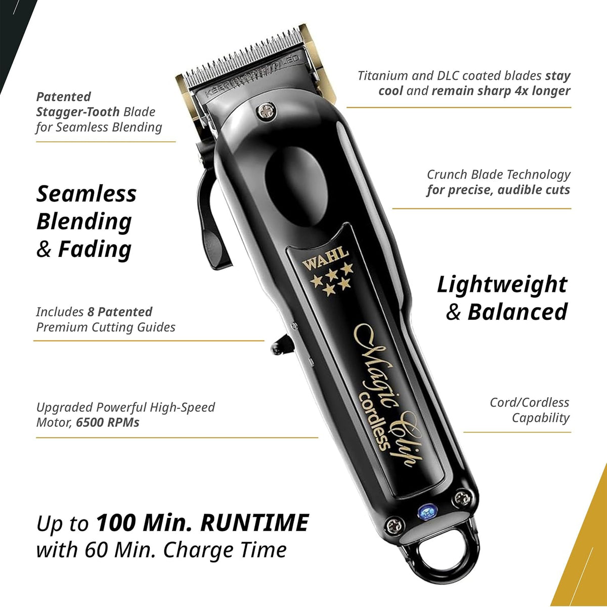 Wahl 5 Star Magic Cord/Cordless Clipper (Black)