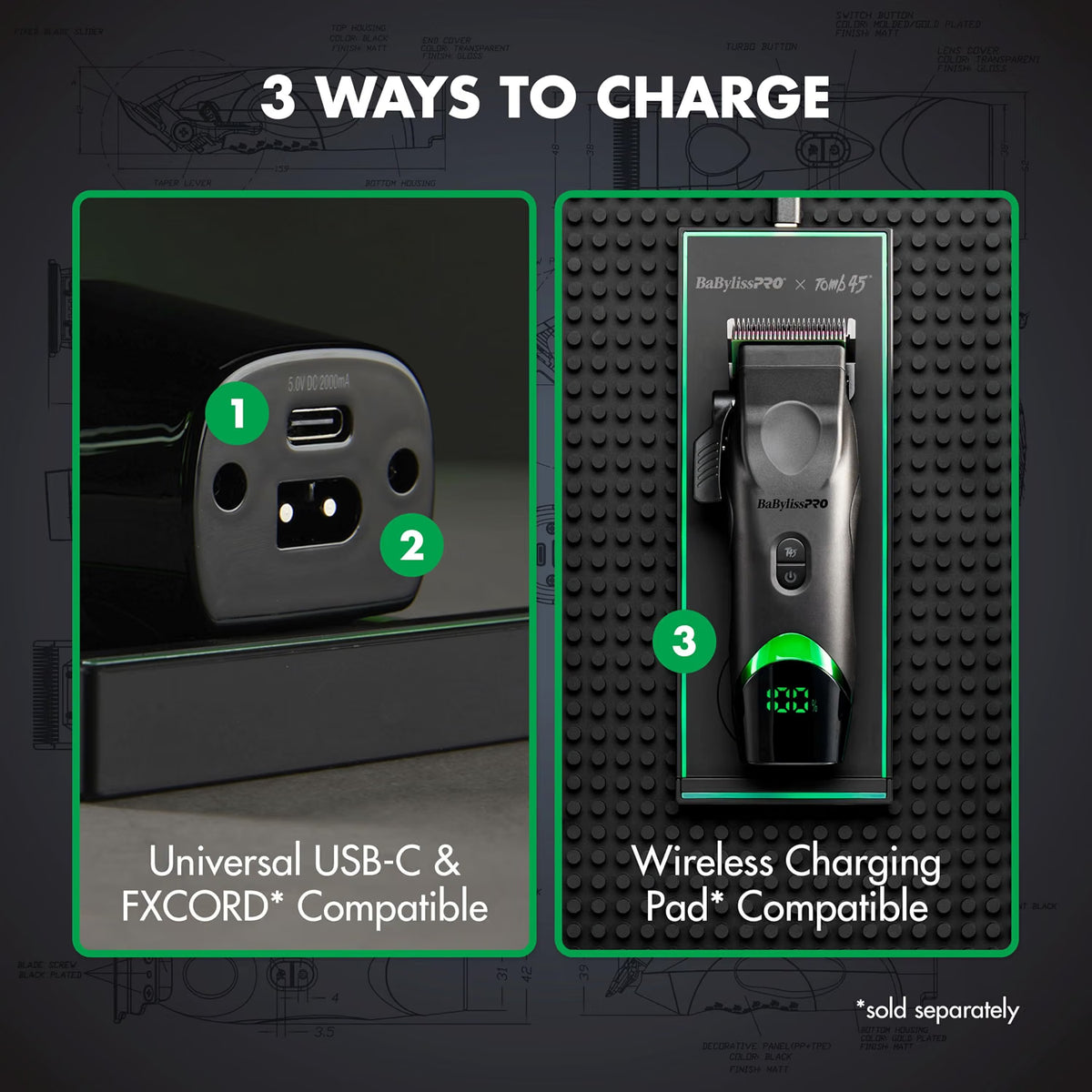 BaBylissPRO x Tomb45 Wireless-Charging Clipper