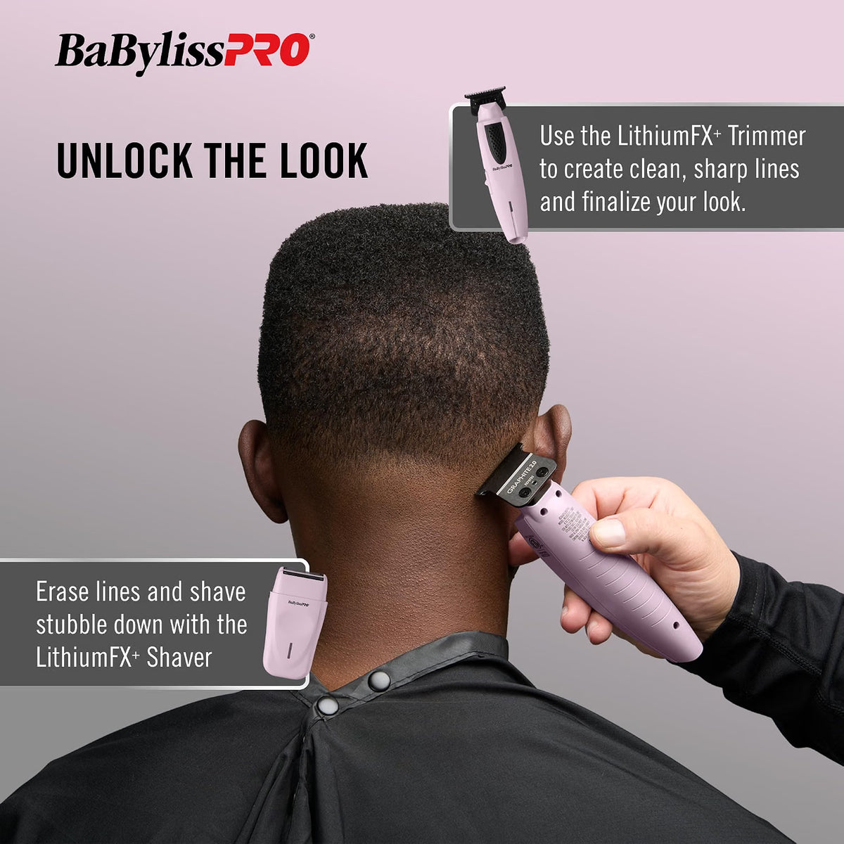 BaBylissPRO LithiumFX+ Trimmer & Double-Foil Shaver (Pink)