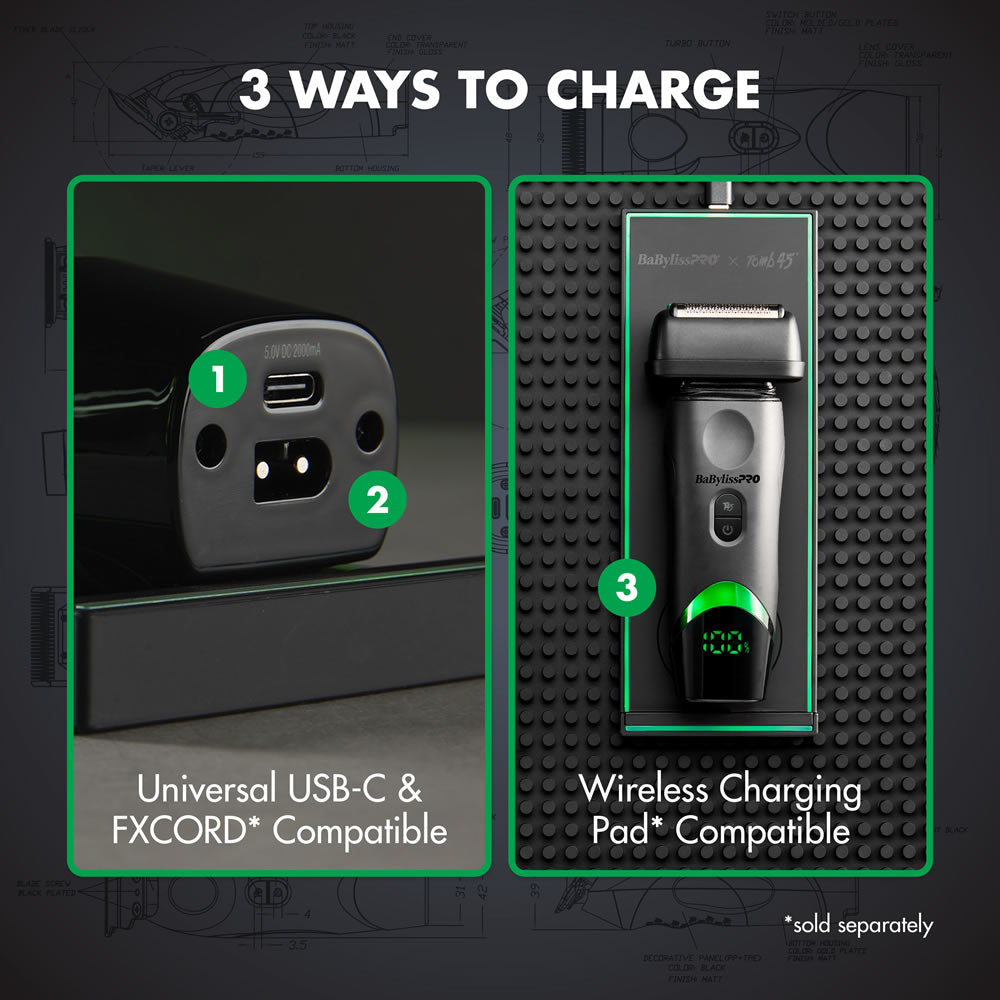 BaBylissPRO x Tomb45 Wireless Charging Foil Shaver (Black)
