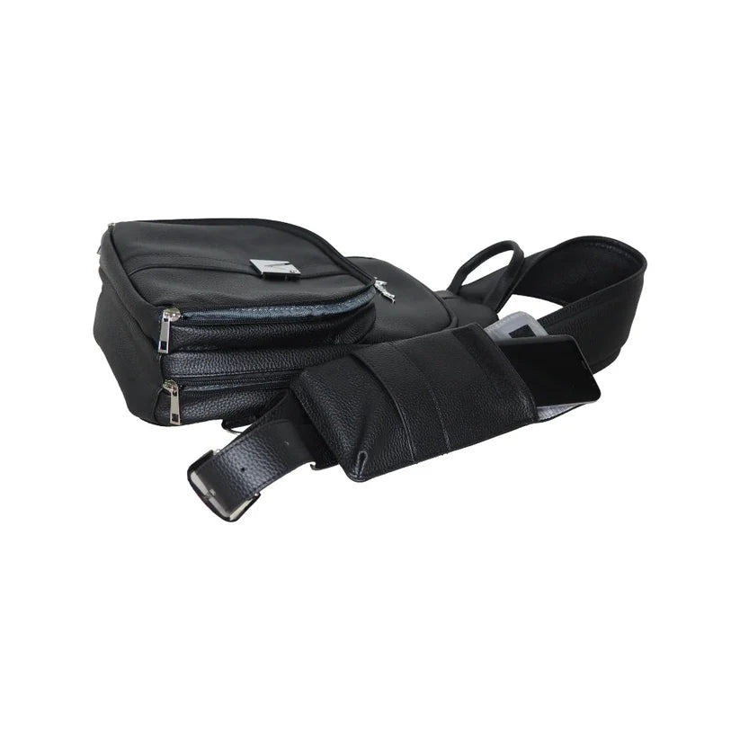 Vincent Black Leather Shoulder Bag (#VT10313)